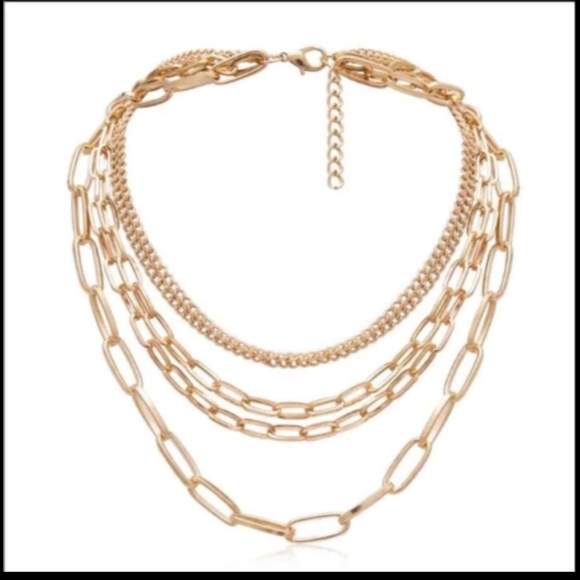 Multi Layered Gold Chain Punk Choker Necklace - Picture 5 of 5